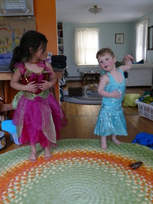 Lijah and Kamilah dancing in pretty dresses
