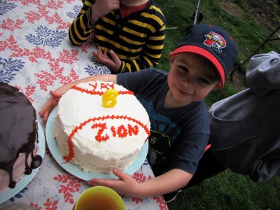 Zion and his baseball cake