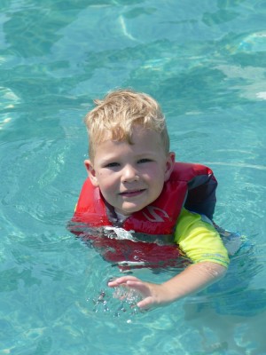 Lijah swimming in a pool