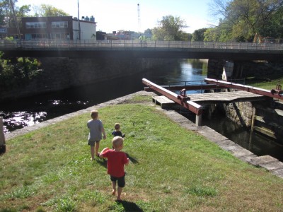 the boys at the Gaurd Lock on the Pawtucket Canal