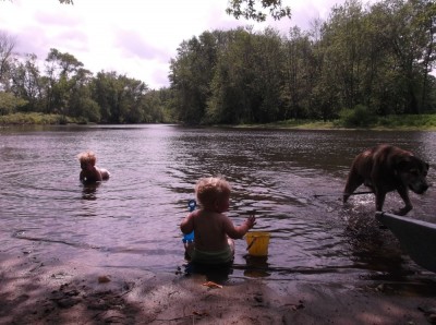 the boys swimming in the concord river