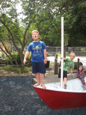 the boys on the Discovery Museum playground boat