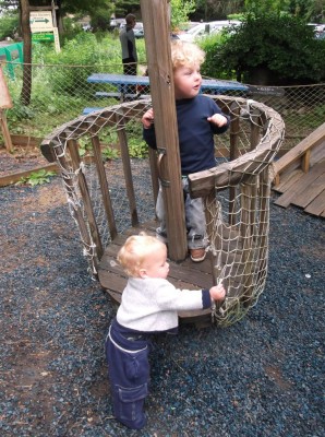boys playing on the discovery playground