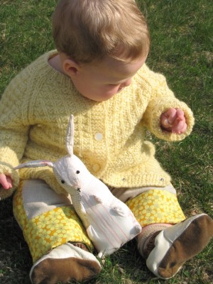 Harvey with his Easter outfit and bunny