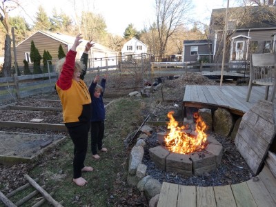 Harvey and Elijah worshipping the equinox fire