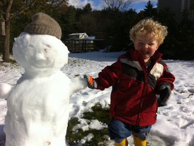 Harvey with the first snowman of winter 2011-2012