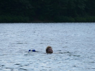 Harvey swimming in Walden Pond
