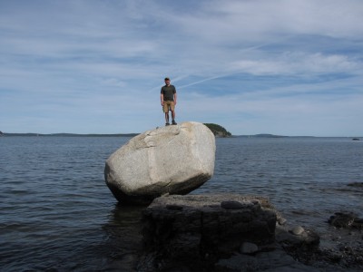 me atop the big boulder on the Shore Path