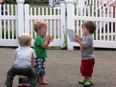 Lijah, Liam, and Henry playing in Liam's driveway