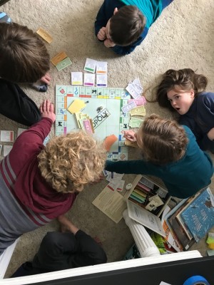 a Monopoly game seen from above