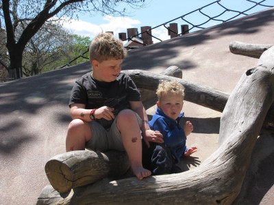 Harvey and Lijah resting for a moment at the Kemp playground