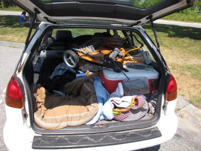 a look into the fully-loaded trunk