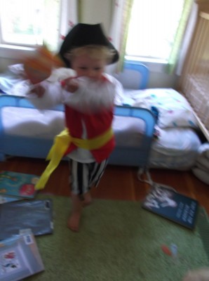 harvey going crazy in his pirate costume