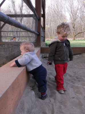 boys playing in a sand pit