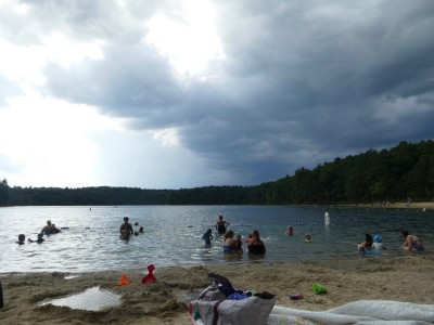 storm clouds over Walden Pond
