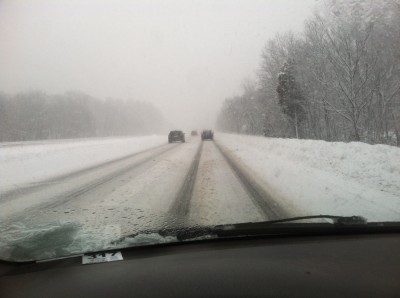 snowy conditions on Rt 128