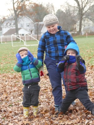 the boys posing in their winter gear at Park Day