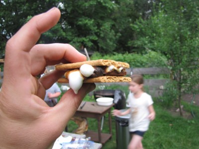 my hand holding a smore