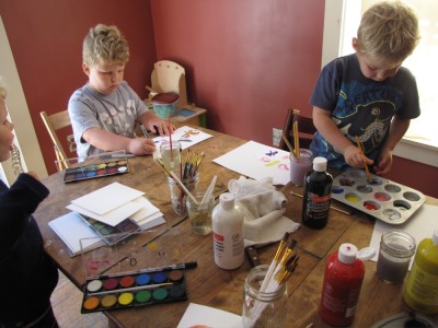 the boys doing art