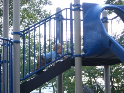 harvey climbing up to the slide