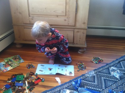 Zion working on legos