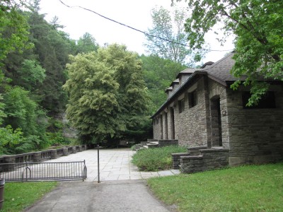 the changing rooms at the state park, built imposingly of stone