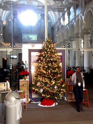 the Christmas tree at church
