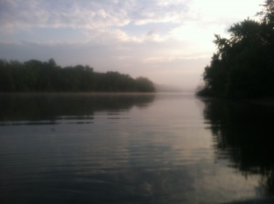 looking north along the Concord River, early morning