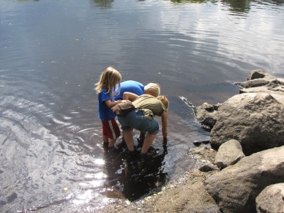 our visitors looking for shiny rocks in the Concord River