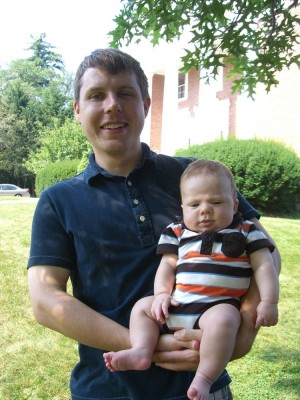 dan with baby harvey at church