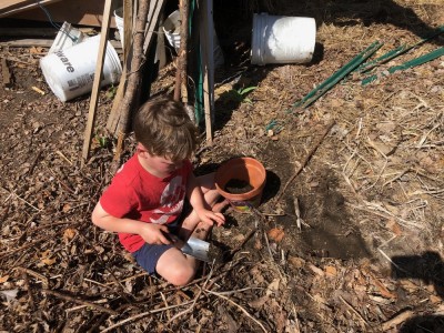 Elijah digging in the dirt