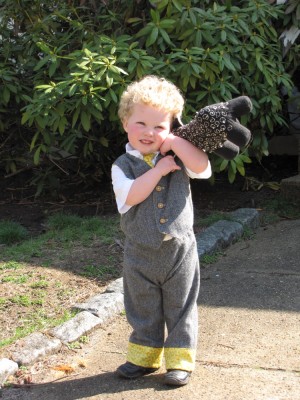 Harvey in his Easter togs holding his lamb