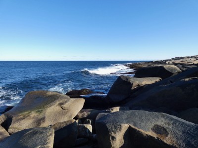 the waves beyond the rocks