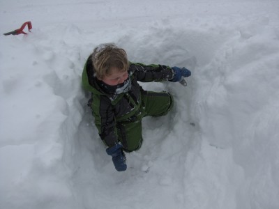 Harvey emerging from a low snow tunnel