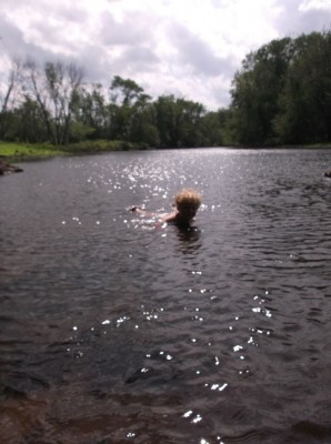 harvey swimming in the concord river