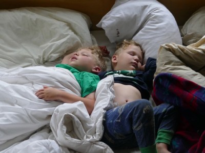Zion and Lijah sleeping in my bed in the morning