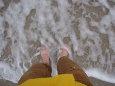 my feet, wading