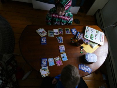 Harvey and Zion playing Pokemon