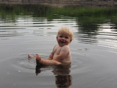 Zion skinny-dipping in the Concord River