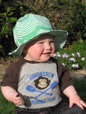 Harvey in his new sun hat
