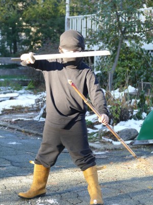 Zion as a ninja (with yellow boots)
