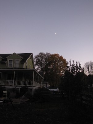 the moon over our house just after sunset