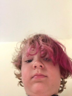 Elijah's selfie with pink hair