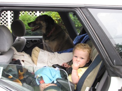 the boys in the car right before we leave for MDI
