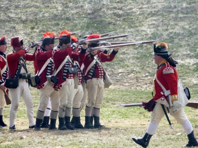 redcoat reenactors in action