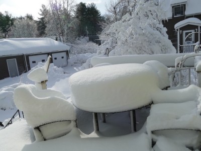 lots of snow on the back porch