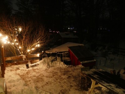 the deck shoveled off and lit for the solstice