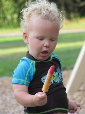 Lijah working on a popsicle