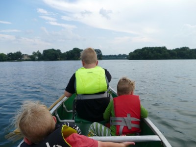 the boys in the canoe on Spy Pond