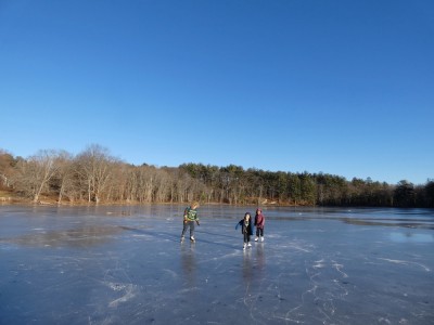 the boys all skating on Fawn Lake